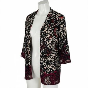 CHICO'S Travelers Chico’s size 1 open front cardigan black red slinky no wrinkle